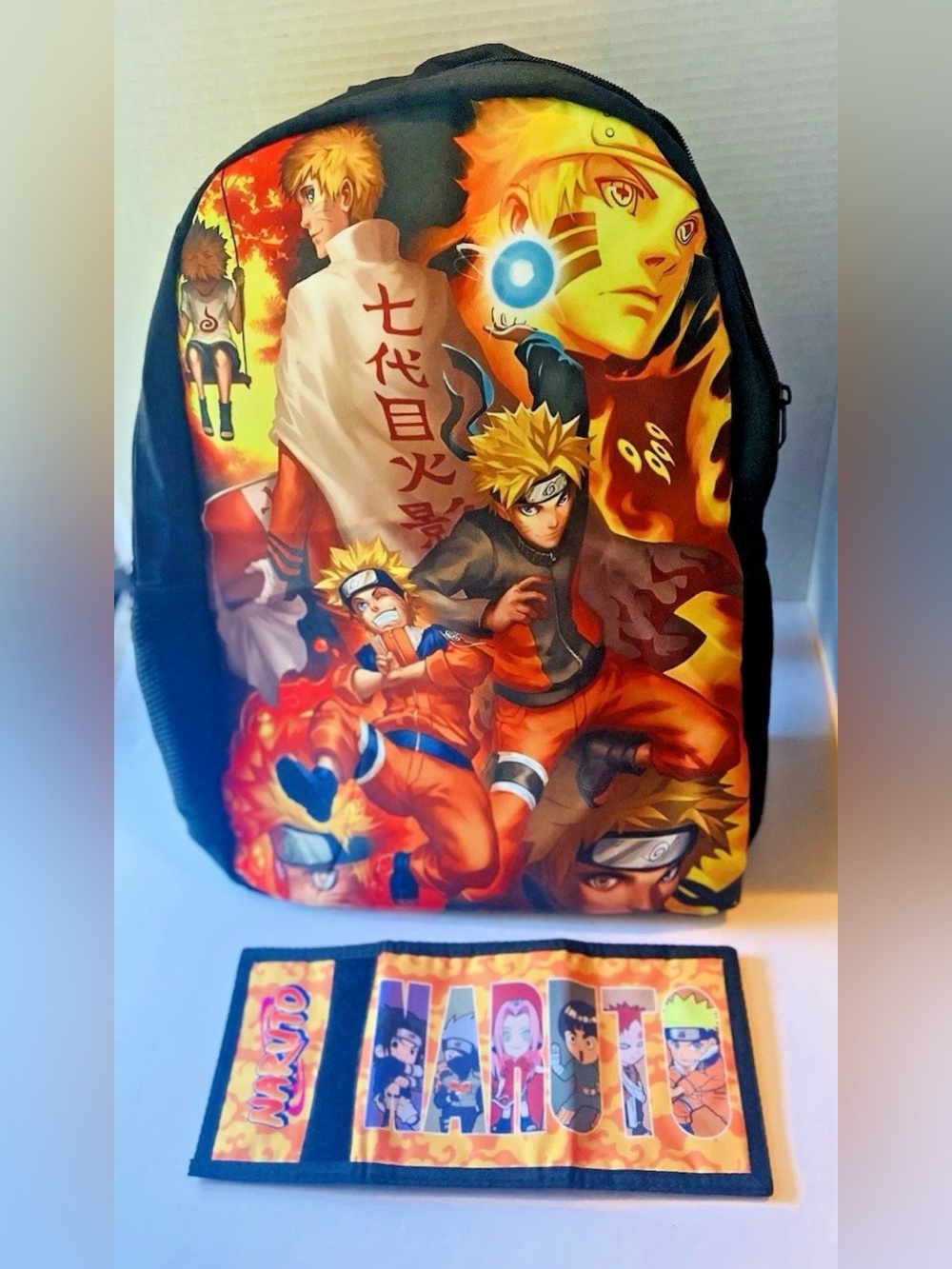 Naruto Shippuden Uzumaki Anime Laptop Backpack & Wallet Set 16" School Bag